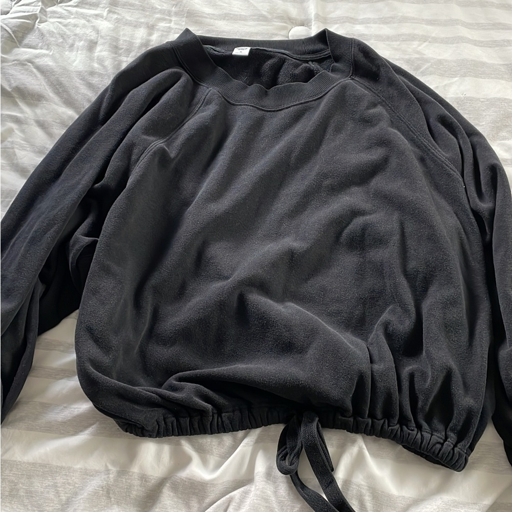 Old Navy Athleisure Sweatshirt Tie Cinched Waist Cropped Lounging Longsleeve